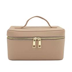 Kosmetiktasche Damen Split Leder Reise Kulturbeutel Tasche Tragbare hängende Make-up Organizer Box Kit Kosmetiktasche for Frauen (Color : Nude, Size : 21.5X13X12 cm) von DUNSBY