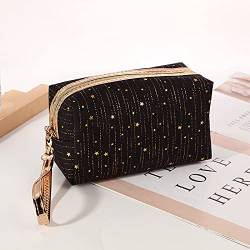 Kosmetiktasche Kosmetiktasche Frauen Make-up Tasche Bling Stars Pouch Kulturbeutel Reise Damen Make-up Tasche Organizer Taschen (Color : Black) von DUNSBY