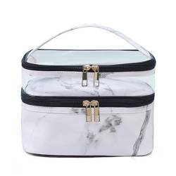 Kosmetiktasche Make-up-Tasche mit großer Kapazität for Frauen, transparent, PVC, doppellagig, Aufbewahrungstasche, Kosmetiktasche, wasserdicht, Organizer, Kulturbeutel (Color : White) von DUNSBY