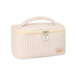 Kosmetiktasche Make-up-Taschen for Frauen, Reisen, Kulturbeutel, süße Hüllen, tragbar, einfarbig, Make-up-Organizer, Kosmetiktasche, PU-Leder (Color : Beige) von DUNSBY