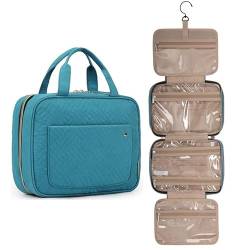 Kosmetiktasche Tragbarer Reise-Kosmetikkoffer mit großer Kapazität, Damen-Make-up-Aufbewahrung mit Haken, wasserdichter Kulturbeutel, for Aufhängen, Badezimmer-Waschbeutel (Color : Green) von DUNSBY