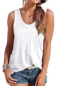 DUOEASE Sommer Top Weiß Damen Tank Top ärmellose Oberteile Sommermode Locker Shirt 2XL von DUOEASE