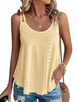 DUOEASE Tank Top Damen 2024 Sommer Spaghetti Oberteile Sommermode ärmellose Shirt Damen(Gelb,M) von DUOEASE