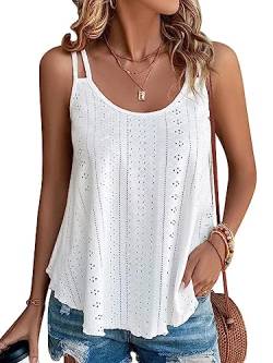 Tank Top Damen 2024 Sommer Weiß Spaghetti Oberteile Sommermode ärmellose Shirt Damen M von DUOEASE