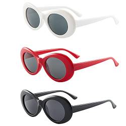 DUOHERESHUI 3 Stücke Klassische Ovale Sonnenbrille, Retro Oval Sonnenbrille, Ovale Sonnenbrille für Den Außenbereich, Ovale Unisex Sonnenbrill, für Sonnenschutz, Dekoration, Maskerade (3 Farben) von DUOHERESHUI