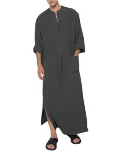 DUOLUVA Kaftan Herren Lang Kaftann Herren Langarm Thobe Herren Langarm Thobe Herren Dunkelgrau XL von DUOLUVA