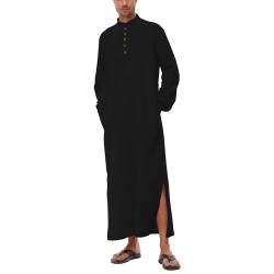 DUOLUVA Kaftan Herren Thobe Herren Kaftan Leinen Herren Langarm Kaftan Herren Kaftan Sommer Schwarz M von DUOLUVA