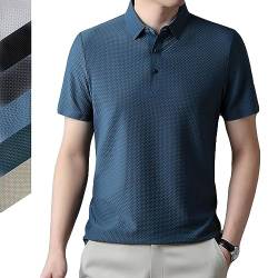 Mesh Ice Silk Kurzarm-T-Shirt für Männer, Men's Mesh Ice Silk Short-Sleeved T-Shirt, Herren Sommer Eisseide Kurzarm Poloshirt Stehkragen Casual Business Outdoor T-Shirt, Lässiges von DUOPAI