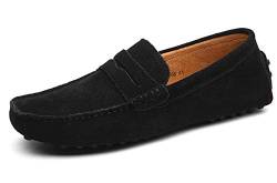 DUORO Herren Klassische Weiche Mokassin Echtes Leder Schuhe Loafers Wohnungen Fahren Halbschuhe, 41 EU, Schwarz von DUORO