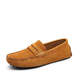 DUORO Herren Klassische Weiche Mokassin Echtes Leder Schuhe Loafers Wohnungen Fahren Halbschuhe, 44 EU, Braun von DUORO