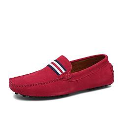 DUORO Herren Klassische Weiche Mokassin Echtes Leder Schuhe Loafers Wohnungen Fahren Halbschuhe (41,Rot2) von DUORO