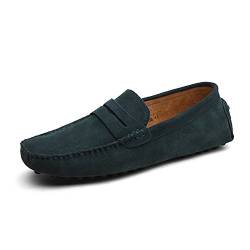 DUORO Herren Klassische Weiche Mokassin Echtes Leder Schuhe Loafers Wohnungen Fahren Halbschuhe (42,Grün) von DUORO
