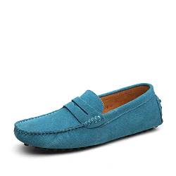 DUORO Herren Klassische Weiche Mokassin Echtes Leder Schuhe Loafers Wohnungen Fahren Halbschuhe (42 EU, Himmelblau) von DUORO
