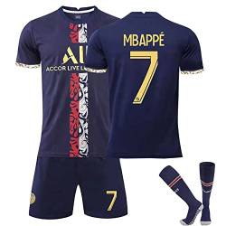 DUOROUPUTAO Páris Trikot PSG Kinder und Erwachsene, Fußball-T-Shirt und Shorts Fußball-Jersey, Jungen, Fußballkleidung, Paris mit Socke, C-7., 8-9 Jahre von DUOROUPUTAO