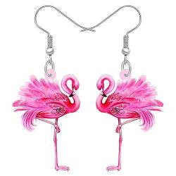 DUOWEI Acry karminrot Flamingo Vogel Ohrringe baumeln Schmuck für Frauen Mädchen Teens Sommer Frühling Geschenke (Flamingo B) von DUOWEI