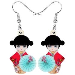 DUOWEI Acryl Anime Cute Japanisch Stil Kimono Puppe Ohrringe Charms Dangle Schmuck Geschenke für Damen Frauen Teenager Mädchen (Multi) von DUOWEI