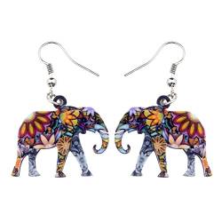 DUOWEI Acryl Anime Elefant Tropfen Ohrringe Einzigartige Floral Elefantenschmuck für Frauen Mädchen Teens Geburtstag Party Geschenke (Mehrfarbig) von DUOWEI