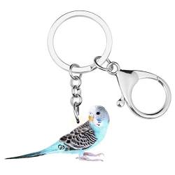 DUOWEI Acryl Blau Sittich Vogel Schlüsselanhänger Süßer Papagei Schlüsselring Handtasche Charme Geschenk für Frauen Teenager Mädchen (Papagei A) von DUOWEI