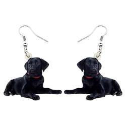 DUOWEI Acryl Cute Labrador Hund Ohrringe Haustier Hund Dangle Schmuck für Damen Frauen Labrador Geschenke (Schwarz) von DUOWEI