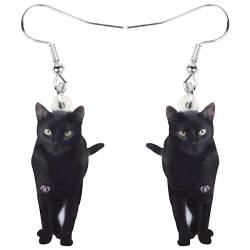DUOWEI Acryl Cute Schwarze Katze Ohrringe Elegante Haustiere Tropfen Baumeln Für Frauen Mädchen Teens Charme Geschenke (schwarz 2) von DUOWEI