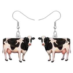 DUOWEI Acryl Kuh Ohrringe Edelstahl Tropfen Ohrringe für Frauen Mädchen Schmuck Geschenke (Kuh B) von DUOWEI