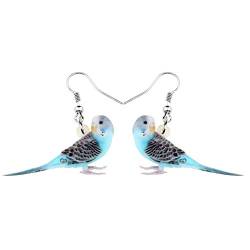 DUOWEI Acryl-Ohrringe, elegant, blau, langschwänzig, Sittich, Papagei, zierlicher Vogeltropfen, Schmuck, Geschenke für Frauen und Mädchen (Blau) von DUOWEI