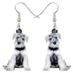 DUOWEI Acryl Schnauzer Hund Ohrringe Sweet Pets Dangle Drop Schmuck für Frauen Damen Mädchen Liebhaber Fancy Geschenke (Weiß) von DUOWEI