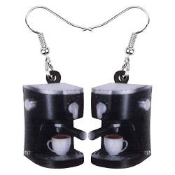 DUOWEI Acryl Schwarz Kaffee Maschine Tropfen Ohrringe Baumeln Schmuck für Frauen Teens Mädchen Party Geschenke (Schwarz) von DUOWEI