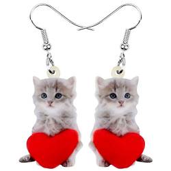 DUOWEI Acryl Valentinstag High Heels Katze Ohrringe Schmuck für Frauen Mädchen Lover Geschenk (Rot) von DUOWEI