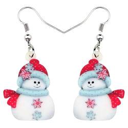 DUOWEI Acryl Weihnachten Hut Schneemann Ohrringe Schmuck für Frauen Kinder Teens Party Geschenke (Mehrfarbig) von DUOWEI