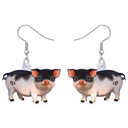 DUOWEI Cute Acryl Pinke Schwein Ohrringe Pig Schmuck Schweine Geschenk Für Damen Frauen Mädchen Schweinefans (Grau) von DUOWEI