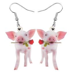 DUOWEI Cute Acryl Pinke Schwein Ohrringe Pig Schmuck Schweine Geschenk Für Damen Frauen Mädchen Schweinefans (Pfirsich) von DUOWEI