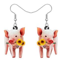 DUOWEI Cute Acryl Pinke Schwein Ohrringe Pig Schmuck Schweine Geschenk Für Damen Frauen Mädchen Schweinefans (Schwein A) von DUOWEI