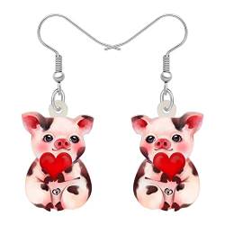 DUOWEI Cute Acryl Pinke Schwein Ohrringe Pig Schmuck Schweine Geschenk Für Damen Frauen Mädchen Schweinefans (Schwein E) von DUOWEI