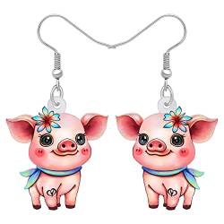 DUOWEI Cute Acryl Pinke Schwein Ohrringe Pig Schmuck Schweine Geschenk Für Damen Frauen Mädchen Schweinefans (Schwein G) von DUOWEI