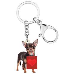DUOWEI Cute Chihuahua Dog Keychain Acryl Haustier Schlüsselanhänger Schlüssel für Frauen Teenager Mädchen Charme Geschenk (Chihuahua) von DUOWEI