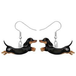 DUOWEI Cute Dackel Hund Ohrringe Dachshund Dangle-Schmuck Geschenke für Frauen Mädchen Kinder (Acryl Dackel D) von DUOWEI