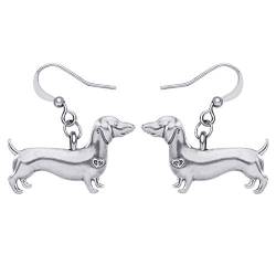 DUOWEI Cute Dackel Hund Ohrringe Dachshund Dangle-Schmuck Geschenke für Frauen Mädchen Kinder (Versilberter Dackel) von DUOWEI