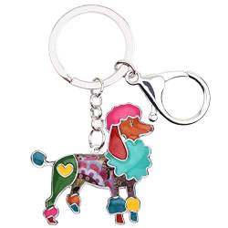 DUOWEI Cute Emaille Pudel Schlüsselanhänger Hund Schlüsselring Geschenke Haustier Handtasche Charme für Damen Frauen Mädchen (Mehrfarbig) von DUOWEI