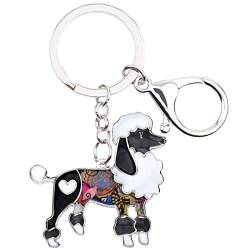 DUOWEI Cute Emaille Pudel Schlüsselanhänger Hund Schlüsselring Geschenke Haustier Handtasche Charme für Damen Frauen Mädchen (Schwarz) von DUOWEI