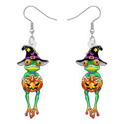 DUOWEI Cute Frosch Ohrringe Dangle Neuheit Cartoon Frosch Geschenke für Frauen Mädchen Teens Kinder (Frosch D) von DUOWEI