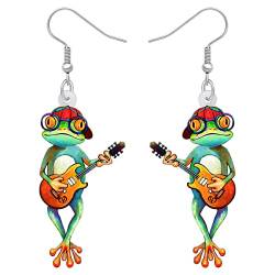 DUOWEI Cute Frosch Ohrringe Dangle Neuheit Cartoon Frosch Geschenke für Frauen Mädchen Teens Kinder (Gitarre) von DUOWEI