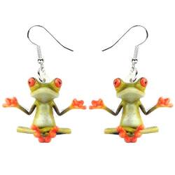 DUOWEI Cute Frosch Ohrringe Dangle Neuheit Cartoon Frosch Geschenke für Frauen Mädchen Teens Kinder (Limette) von DUOWEI