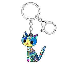 DUOWEI Cute Katze Schlüsselanhänger Acryl Haustier Cat Schlüsselring Handtasche Dekoration für Frauen Girls Charme Geschenk (Ozean) von DUOWEI