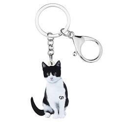 DUOWEI Cute Katze Schlüsselanhänger Acryl Haustier Cat Schlüsselring Handtasche Dekoration für Frauen Girls Charme Geschenk (Weiß) von DUOWEI