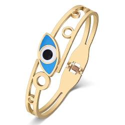 DUOWEI Cute Türkisches Auge Armband 18K Gold Edelstahl Evil Eye Armbänder Schmuck Böser Blick Charms Amulett Geschenke für Damen Mädchen (Türkisches Auge C Gold) von DUOWEI