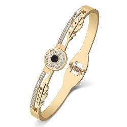 DUOWEI Cute Türkisches Auge Armband 18K Gold Edelstahl Evil Eye Armbänder Schmuck Böser Blick Charms Amulett Geschenke für Damen Mädchen (Türkisches Auge D Gold) von DUOWEI