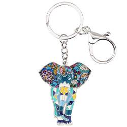 DUOWEI Elefant Geschenke für Damen Süße Elefanten Schlüsselanhänger Ring Schmuck Tasche Autozubehör für Teenager Mädchen (Blau) von DUOWEI