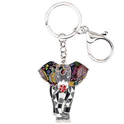 DUOWEI Elefant Geschenke für Damen Süße Elefanten Schlüsselanhänger Ring Schmuck Tasche Autozubehör für Teenager Mädchen (Schwarz) von DUOWEI