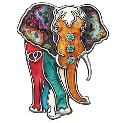 DUOWEI Emaille Glänzend Strass Elefant Brosche Elegante Tiere Anstecknadel Revers Kleidung Schal Frauen Teenager Schmuck Geschenk (Orange) von DUOWEI